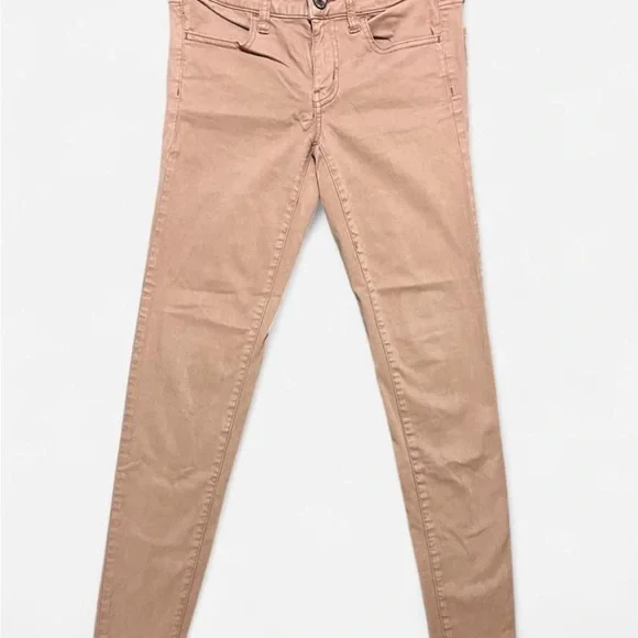 🦅 American Eagle Outfitters Jeggings~Women’s Sz 2 Reg~Rose/Pale Pink~Low-Rise - Picture 2 of 8